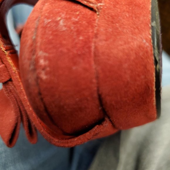 Miss Me Red Suede Peep Toe Platform Heel 8 1/2 - Picture 9 of 11